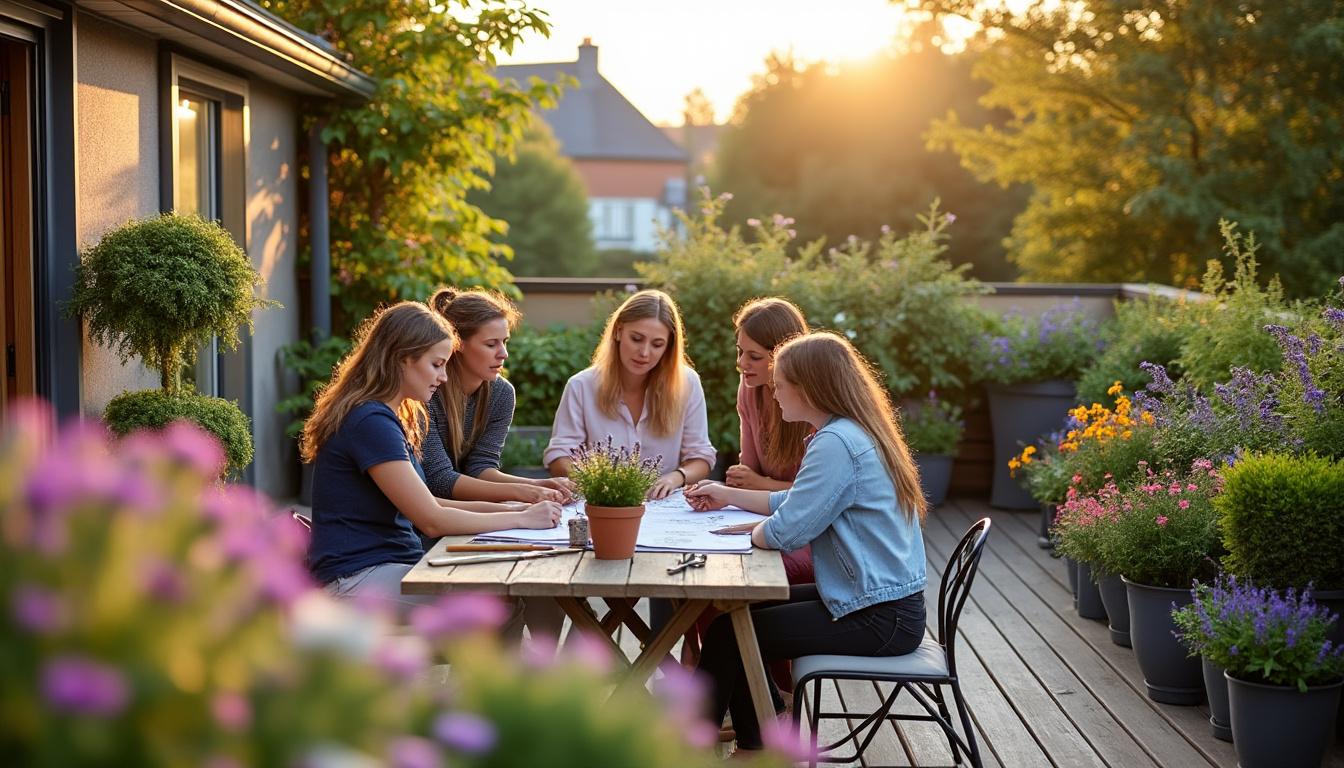 Illustration: Définir les objectifs de l’aménagement de terrasse avec des pots de fleurs