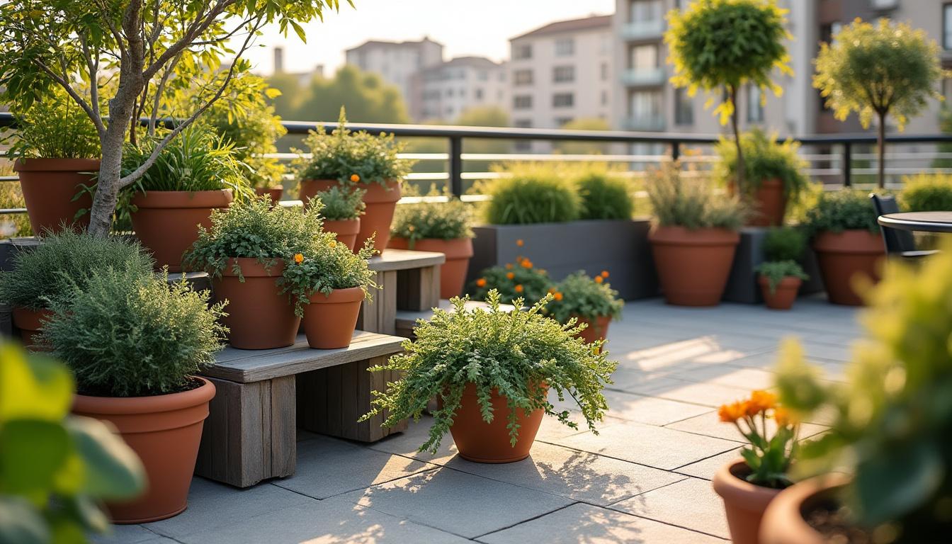 Illustration: Disposer intelligemment ses pots pour un aménagement de terrasse et balcon optimisé