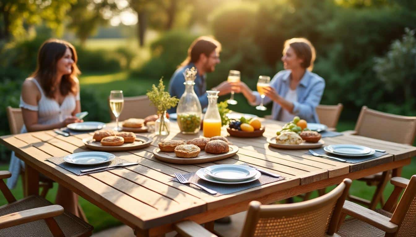 Illustration: Pourquoi choisir un plan de table de jardin en bois pour vos moments en extérieur ?