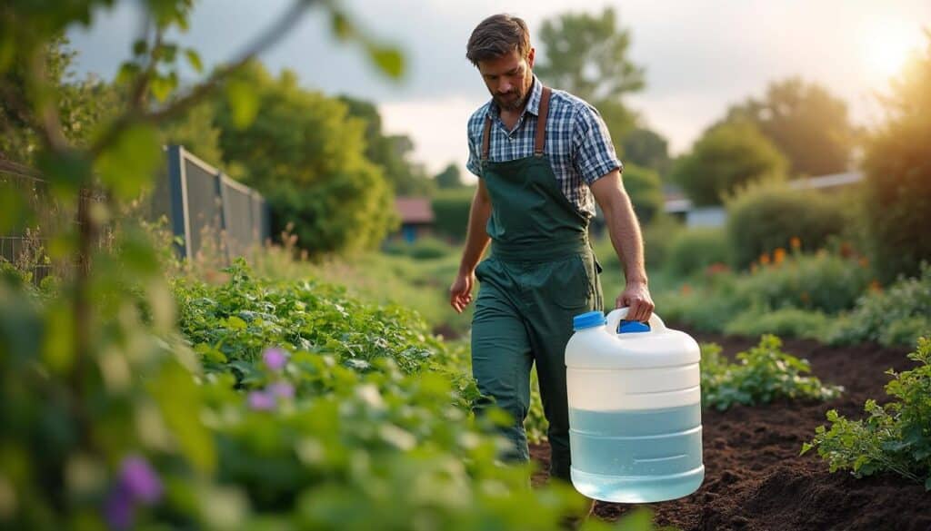 Arrosage avec récup d’eau : bidon souple de transport pratique