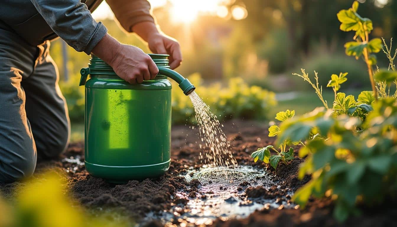 Illustration: Installer et utiliser un système d’arrosage efficace avec une cuve plastique récupérée