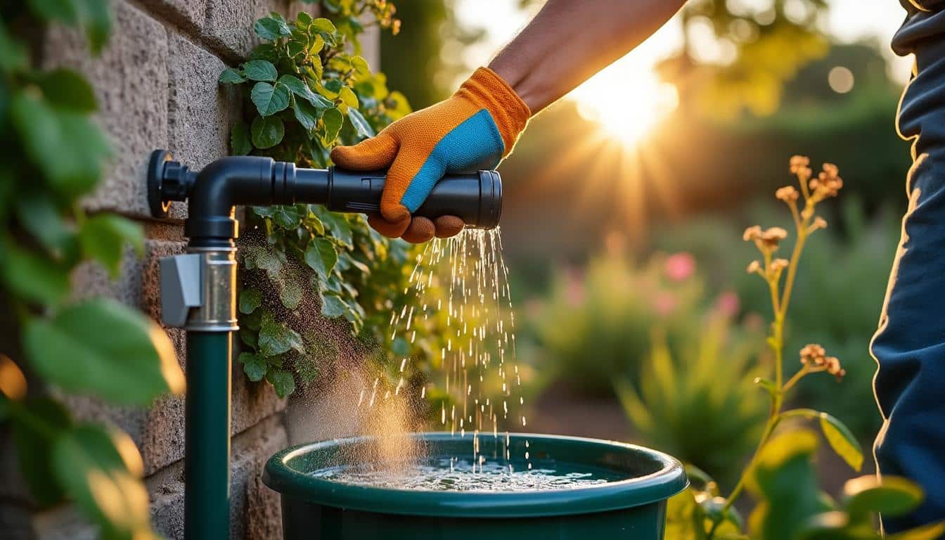 Illustration: Installer et utiliser un système d’arrosage avec une cuve plastique de récupération