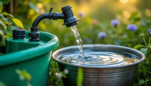 Arrosage écologique avec une pompe à faible pression et eau récupérée