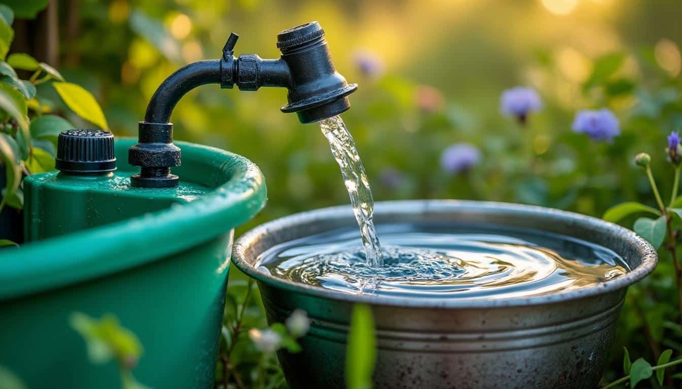 Arrosage écologique avec une pompe à faible pression et eau récupérée