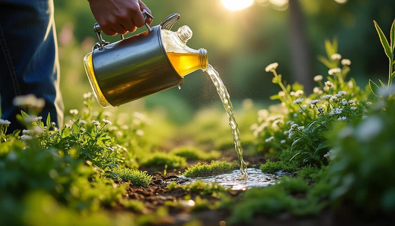 Désherbage naturel des allées en gravier avec du vinaigre efficace