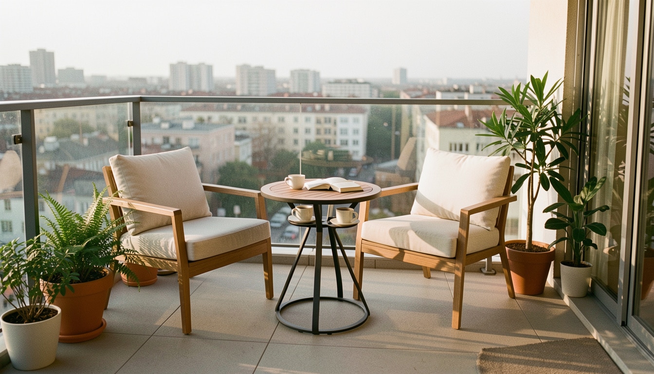 Salon de jardin compact pour balcon 2 personnes